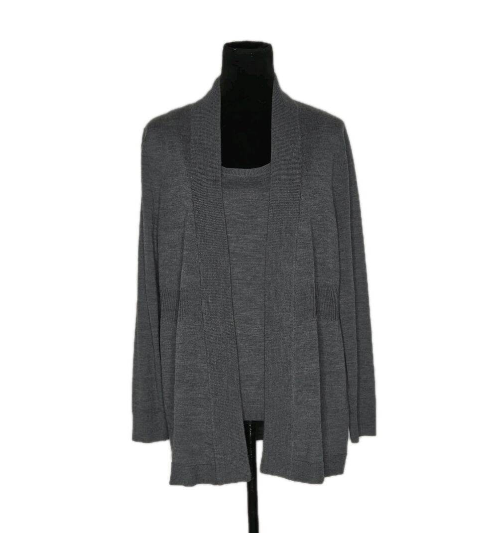 Talbots Petites Merino Wool Cardigan Tank Set 2pc Open Front Sweater PL/PXL